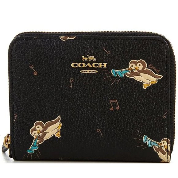 💗COACH NIB Owls Print Small Zip Around Leather Wallet in a COACH GIFT BOX $125 - Picture 4 of 11